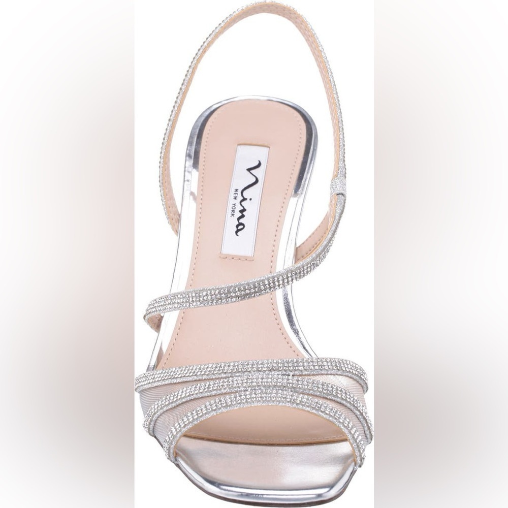NWOT NINA NEW YORK Vyolet Slingback Sandal with jewels/gems glitter heel - Sz 10
